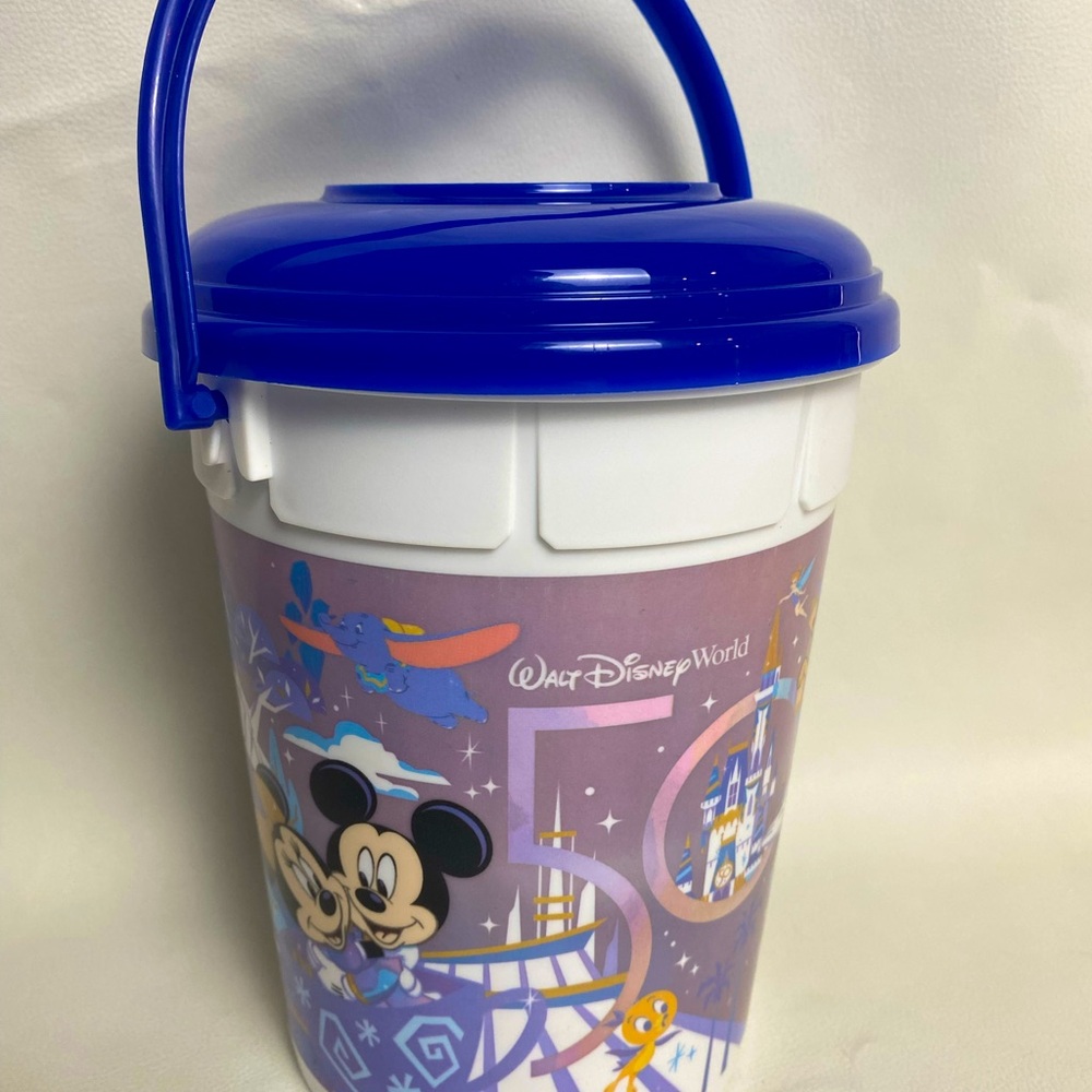 WDW 50th Anniversary Popcorn Bucket Walt Disney World refillable lid handle 2022